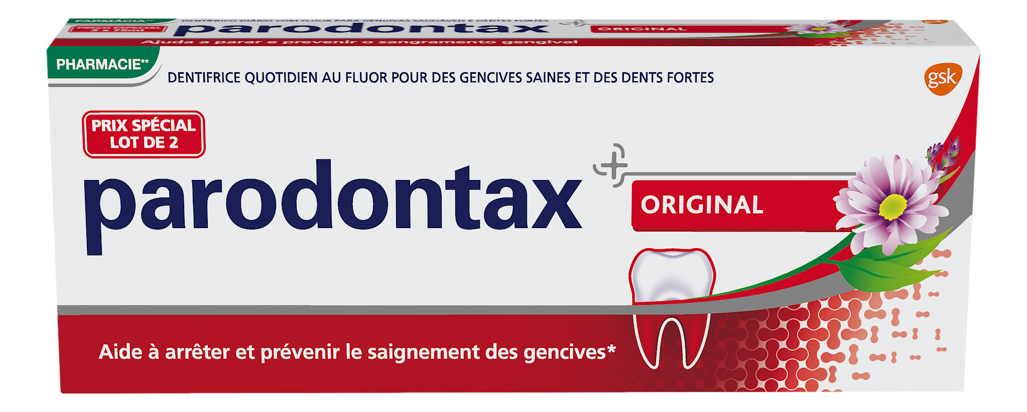 Parodontax dentifrice fluor lot de 2 x 75 ml