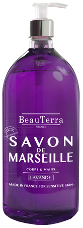 Beauterra savon liquide de marseille lavande flacon pompe